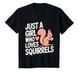 Youth Squirrel Just a Girl Who Loves Squirrels Funny Animal Kids T-Shirt