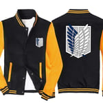 Sweat-Shirt Homme de Veste de Sport Cardigan à Manches Longues Hauts - 3D Attack on Titan Casual Imprimé Unisexe Col Montant à Capuche Uniforme de Baseball,Noir+Jaune,3XL