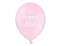 Partydeco Sb14p-244-081J-6, Toy Balloon, Latex, Rosa, Vit, Födelsedag, Oval, 30 Cm