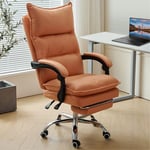 Fauteuil de bureau présidentiel chaise de bureau simili cuir repose-pieds orange