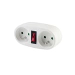 CHACON Prise biplite 2x16A avec interrupteur blanc (Lot de 3)