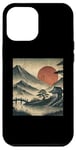 Coque pour iPhone 12 Pro Max Village japonais vintage jardin vue montagne paysage soleil