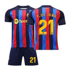 22-23 Barcelona tröja nr 10 Messi nr 21 De Jong kortärmad vuxen barn sport fotbollströja laguniform Barcelona home yellow number 21 26