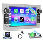 Podofo 2+64G Autoradio pour Opel Astra Antara Vectra Corsa Zafira Meriva Vivaro Combo avec Carplay Android 7" Autoradio avec Navigation GPS, Bluetooth, WiFi + Caméra Arrière, Argent