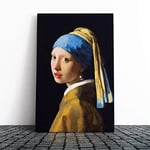 Big Box Art Canvas Print Wall Art Johannes Vermeer The Girl with The Pearl Earring | Mounted & Stretched Box Frame Picture | Home Decor for Kitchen, Living Room, Bedroom, Multi-Colour, 30x20 Inch