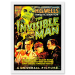 Movie Film Invisible Man HG Wells Classic Horror Artwork Framed Wall Art Print A4