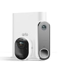 Arlo Front Door Home Security Kit - 4K Smart Camera, FHD Video Doorbell and Smarthub, Wireless Outdoor Battey Cameras with Colour Night Vision, Motion Sensor, Siren, 2-Way Audio, Secure Trial Period