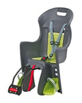 Durca 801589 Porte Bébé Arrière, Siège Enfant pour Vélo, Fixation au Cadre, 9 à 22 KG, Harnais de Sécurité, Repose-Pieds, Facile à Installer Jeunesse Unisexe, Gris et Vert, Taille Ajustable