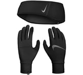 Nike Essential Gants Bandeau Set Homme 082 Black/Black/Silver FR: XS (Taille Fabricant: XS/S)