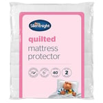 Silentnight Quilted Mattress Protector – Premium Luxury Soft Cosy Mattress Cover Protector Pad with Extra Deep Fit Elasticated Straps – Hypoallergenic, Super Soft and Machine Washable - Double