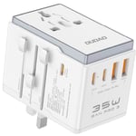 Dudao Reseadapter 35W EU / UK / AUS / US / JP med 3x USB-C 2x USB-A - Vit