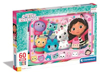 Clementoni Puzzle Maxi Gabby Dollhouse 60 Pièces - Supercolor, Puzzle pour Enfants, Fabriqué en Italie, 26598