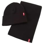 Levi's Men's Holiday Gift Set-Scarf & Beanie Headgear, Regular Black, One Size