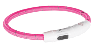 Trixie - LED hundhalsband USB (Rosa reflex)