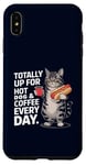 Coque pour iPhone XS Max Totally Up For Hot Dog & Coffee Every Day Funny Cat Humour