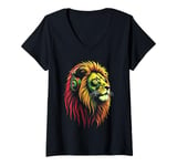 Womens Lion Headphones V-Neck T-Shirt