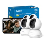 Tapo Pan/Tilt Smart Security Indoor Camera, Baby Monitor, CCTV, 360° Rotational Views, Works with Alexa&Google Home, 1080p, 2-Way Audio, Night Vision, SD Storage, Device Sharing, 2pack (Tapo C200P2)