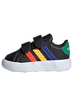 adidas Grand Court 2.0 Shoes Kids Mixte Enfant Sneaker, Core Black Lucid Blue Court Green, 22 EU