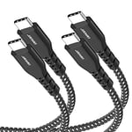 JianHan USB C to USB C Cable 2Pack (6ft+6ft) 60W USB C Charger Cable Braided Type C to Type C Fast Charge for iPad Pro Samsung S21 S20+ S20 Ultra S10 Note 20 10 Plus MacBook Pro Air (Black)