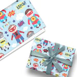 Glick Papier d'emballage plat de luxe, une feuille de papier cadeau Super Hero Pop Comic, parfait pour l'emballage cadeau, papier cadeau d'anniversaire, papier cadeau pour enfants, 50 x 70 cm ouvert