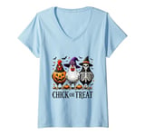 Womens Funny Chicken Halloween Costume Spooky Season Witch V-Neck T-Shirt