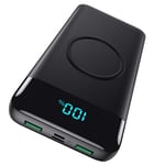 AXNEB【Capacité Réelle élevée 26800mAh】 Batterie Externe sans Fil Power Bank Induction Chargeur Portable Wireless avec 3 Ports USB Sortie et 2 Entrées Charger Les pour iPhone Samsung et Autres