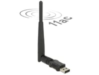 DELOCK – Wireless USB network card, external antenna, 802.11ac, black (12462)