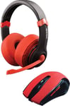 Dragonwar Comboset 2 en 1 Combo Set Edition Rouge + Stereo Gaming Headset + Souris Gaming + Jeu Complet Doom PC