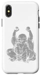 Coque pour iPhone X/XS Bouddha rieur argenté Yoga