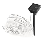 EMOS Guirlande lumineuse micro LED avec panneau solaire, 120 ampoules LED nano en blanc neutre, fil argenté, 12 + 3 m, pour extérieur, éclairage résistant aux intempéries, pour moments romantiques,