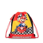 Mario KART - Sac à cordon officiel Mario Kart, compact et polyvalent, dos en maille et poche fermée avec fermeture éclair, idéal pour salle de sport, école, voyage, porte-goûter, idée cadeau pour