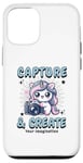 Coque pour iPhone 12/12 Pro Appareil photo mignon Photographe Licorne Capture et