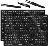 2 Stück Schwarz Englisch Tastaturaufkleber Für Desktop Computer,Laptops,Apple Computer Ersatztastaturaufkleber,Wird Mit Pinzette Und Reinigungsbürste Geliefert(Uk Layout,Schwarz-Leichter Film)