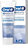 2X Oral-B 3D White Advanced Toothpaste, Express Whitening, Fresh Glow,( 2X 75ml)