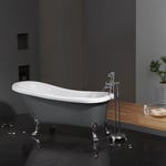 Bathlife Ideal Badekar 1530x670 mm, med krom føtter, Grå - 401410014