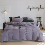 Sedefen Housse de Couette 220x240 cm Violet Lilas Couleur Unie - Parure de Lit 2 Personnes avec Fermeture Éclair - Housse Couette en Microfibre avec 2 Taie d'oreiller 65x65 cm