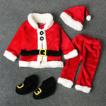 Jultomten Cosplay Kostym Toddler Baby Söt Långärmad Fleece Toppar Byxor Hatt Sko Set Xmas Party Fancy Dress Up Outfits 6-12 Months