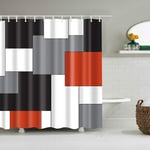 Digital Print Shower Curtain 70x70" Waterproof Polyester, Black Grey Red White