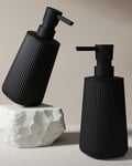 Uaniar 2Pcs Hand Soap Dispenser Bathroom, Small Dish Soap Dispenser for Kitchen, Black Bathroom Soap Dispenser Set with Pump, Modern Soap and Lotion Dispenser Set, Matte Black, Set of 2