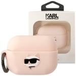 Karl Lagerfeld KLAP2RUNCHP Veske til AirPods Pro 2 deksel - Rosa silikon Choupette Head 3D