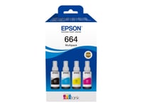 Epson Ecotank 664 - 4-Pack - Svart, Magenta, Cyan, Gul - Original - Bläcktank - För Epson L380, L395, L495  Ecotank Et-2650, L1455, L656  Ecotank Its L3050, L3060, L3070