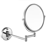 HGXC Double Sided Normal + 3X Magnifying Mirror Swivel Extendable Bathroom Mirror Adjustable Folding Beauty Mirror