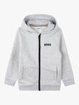 BOSS Kids' Logo Hooded Cardigan, Light Grey