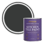 Rust-Oleum Black water resistant Kitchen Tile Paint in Satin Finish - Natural Charcoal (BLACK) 750ml