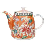 London Pottery Théière en céramique en forme de cloche - Corail floral - 1 L - étiquetée