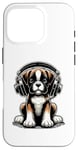 Coque pour iPhone 16 Pro Boxer Dog Casque audio pour chien Boxers