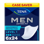 Tena Men Level 1 Absorbent Protector White Disposable 6 Packs of 24 (144 Total)