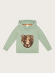 Monsoon Kids' Bear Graphic Cotton Hoodie, Green