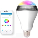 Bluetooth-ljuslampa med högtalare, trådlös E27 smart LED-lampa med RGB-färgväxling / musikspelare / smartphone-appstyrd