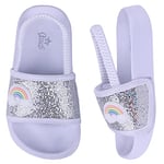 Youecci Sandales pour Filles été Enfants Plage Piscine Pantoufles Plat Antidérapant Douche Pantoufles Blanc Arc-en-ciel 22 EU